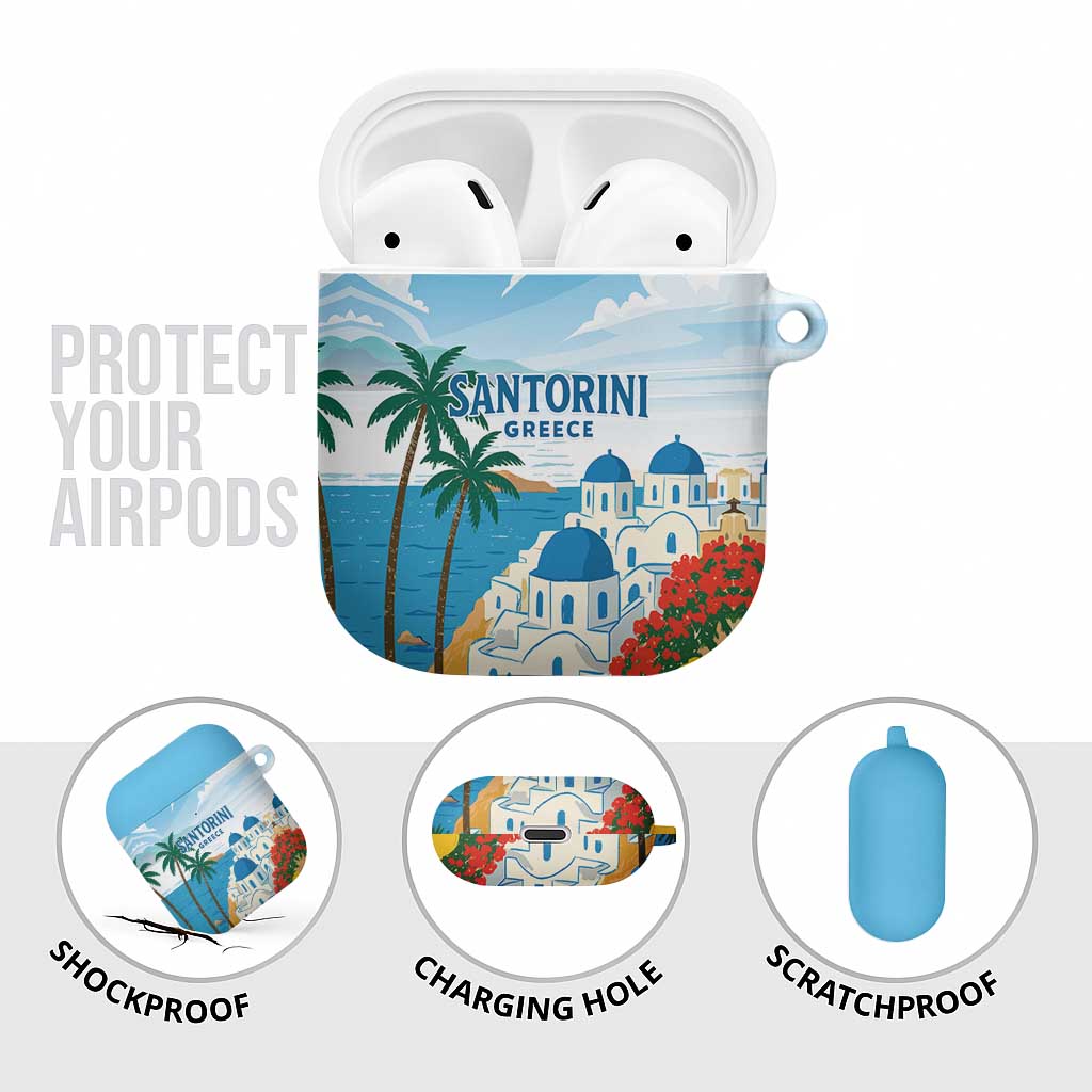Greece Santorini AirPods Case Greek Island Blue Dome Architecture Art