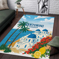 Greece Santorini Area Rug Greek Island Blue Dome Architecture Art