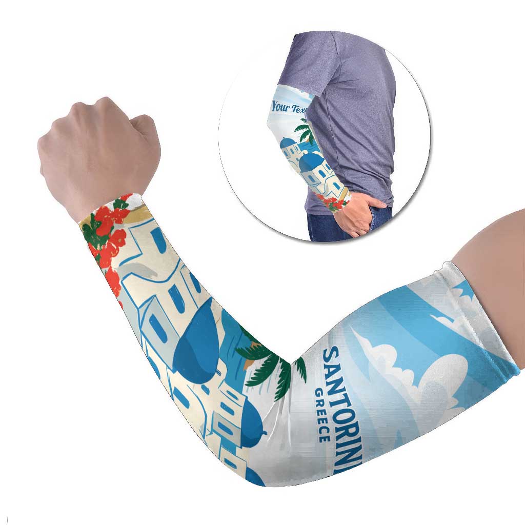 Greece Santorini Personalized Arm Sleeves Greek Island Blue Dome Architecture Art