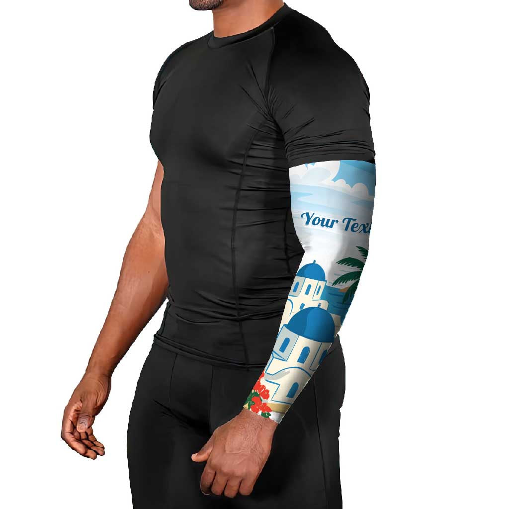 Greece Santorini Personalized Arm Sleeves Greek Island Blue Dome Architecture Art