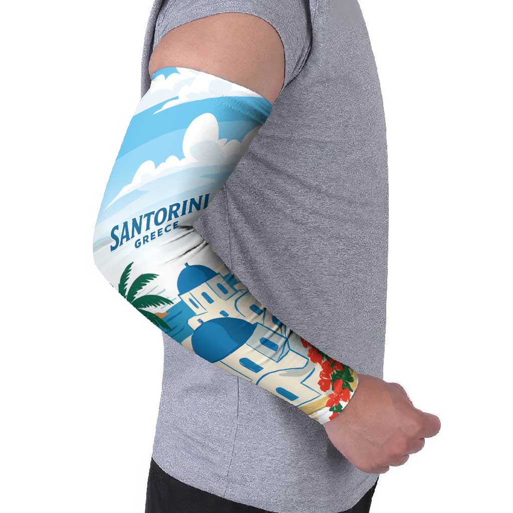 Greece Santorini Personalized Arm Sleeves Greek Island Blue Dome Architecture Art