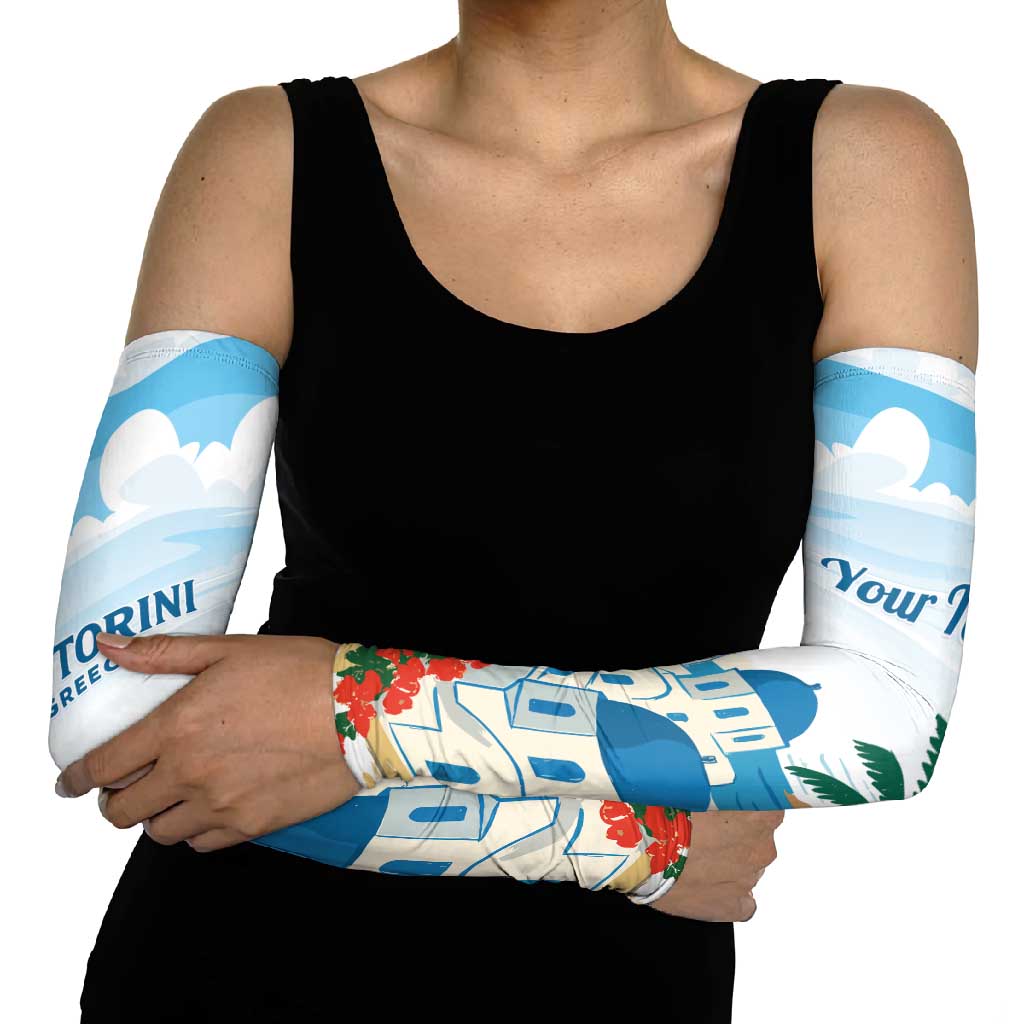 Greece Santorini Personalized Arm Sleeves Greek Island Blue Dome Architecture Art
