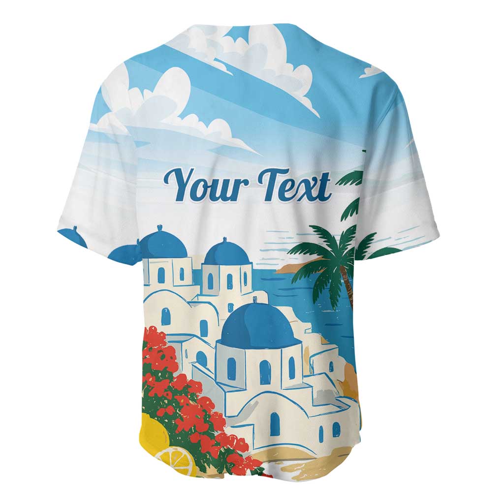 Greece Santorini Personalized Baseball Jersey Greek Island Blue Dome Architecture Art