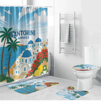 Greece Santorini Bathroom Set Greek Island Blue Dome Architecture Art