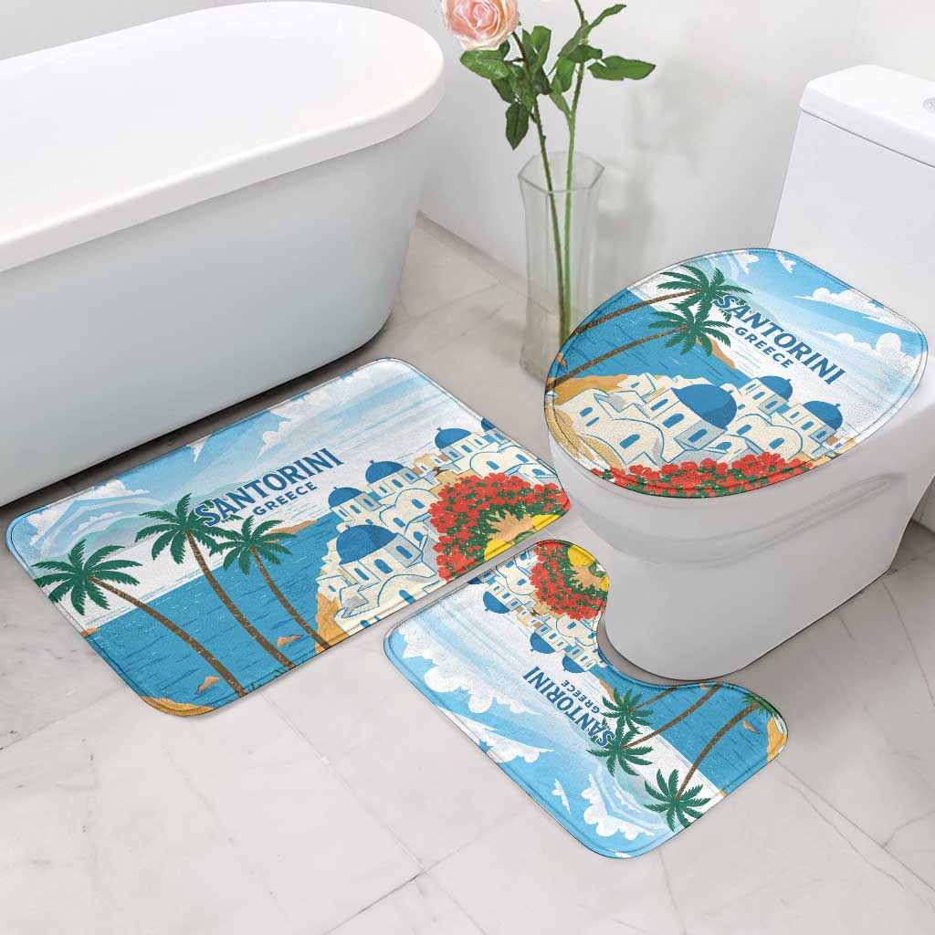 Greece Santorini Bathroom Set Greek Island Blue Dome Architecture Art