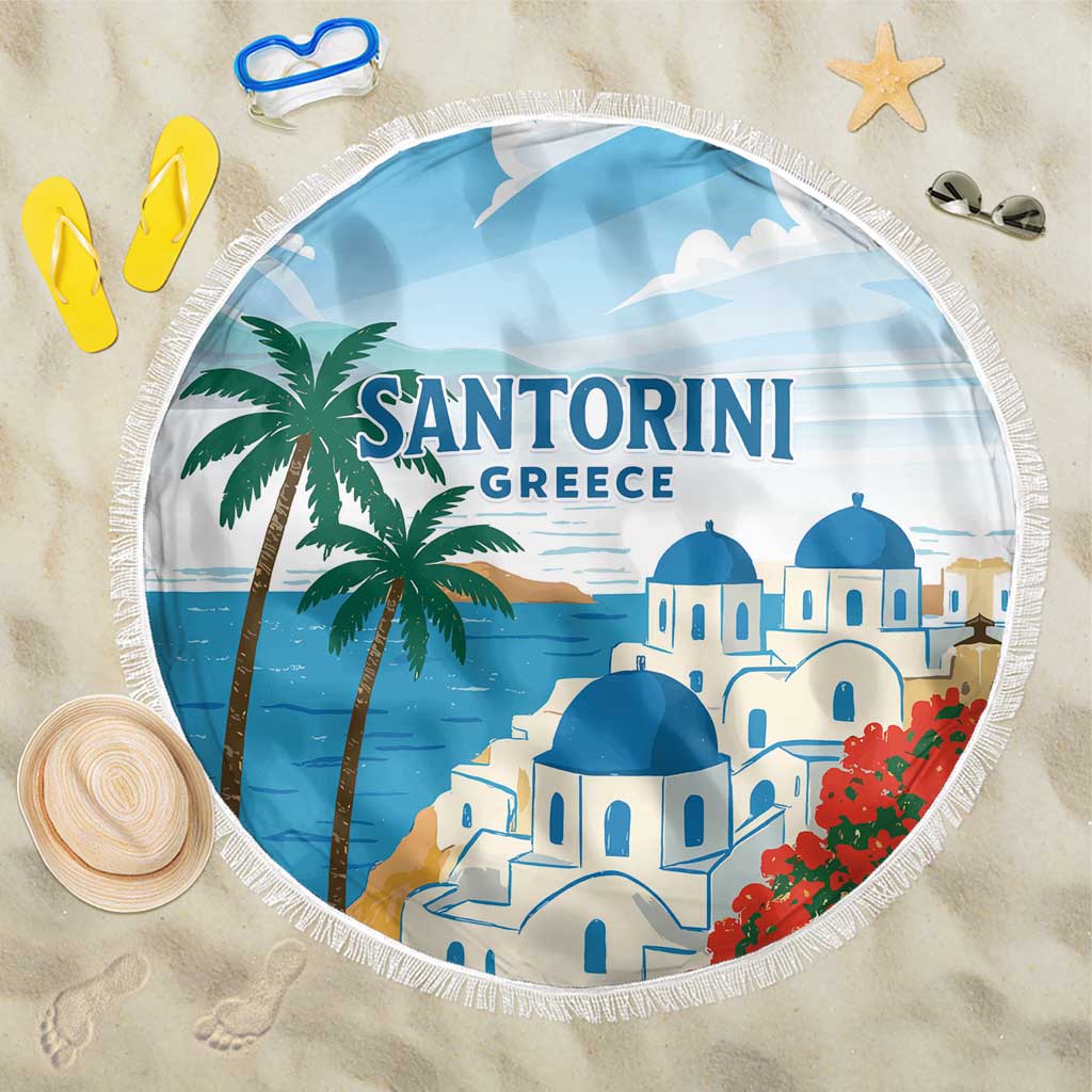 Greece Santorini Beach Blanket Greek Island Blue Dome Architecture Art