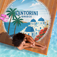 Greece Santorini Beach Blanket Greek Island Blue Dome Architecture Art