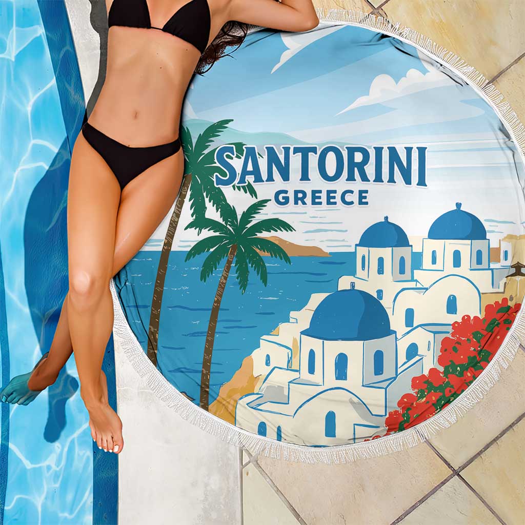 Greece Santorini Beach Blanket Greek Island Blue Dome Architecture Art