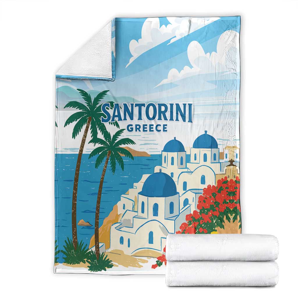 Greece Santorini Blanket Greek Island Blue Dome Architecture Art