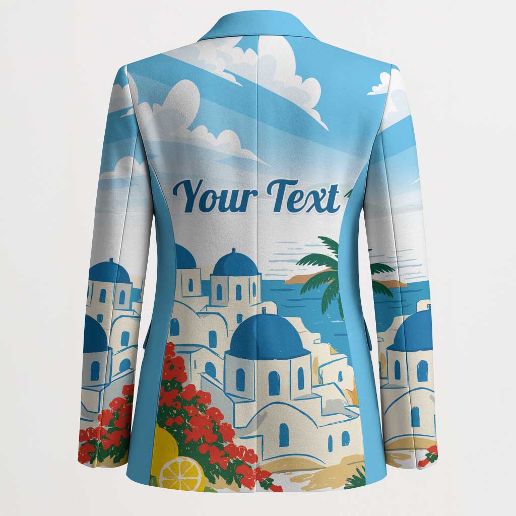 Greece Santorini Personalized Blazer Greek Island Blue Dome Architecture Art