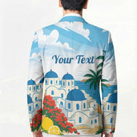 Greece Santorini Personalized Blazer Greek Island Blue Dome Architecture Art