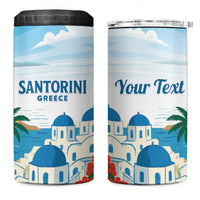 Greece Santorini Personalized 4 in 1 Can Cooler Tumbler Greek Island Blue Dome Architecture Art