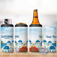 Greece Santorini Personalized 4 in 1 Can Cooler Tumbler Greek Island Blue Dome Architecture Art