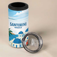 Greece Santorini Personalized 4 in 1 Can Cooler Tumbler Greek Island Blue Dome Architecture Art