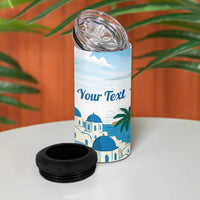 Greece Santorini Personalized 4 in 1 Can Cooler Tumbler Greek Island Blue Dome Architecture Art