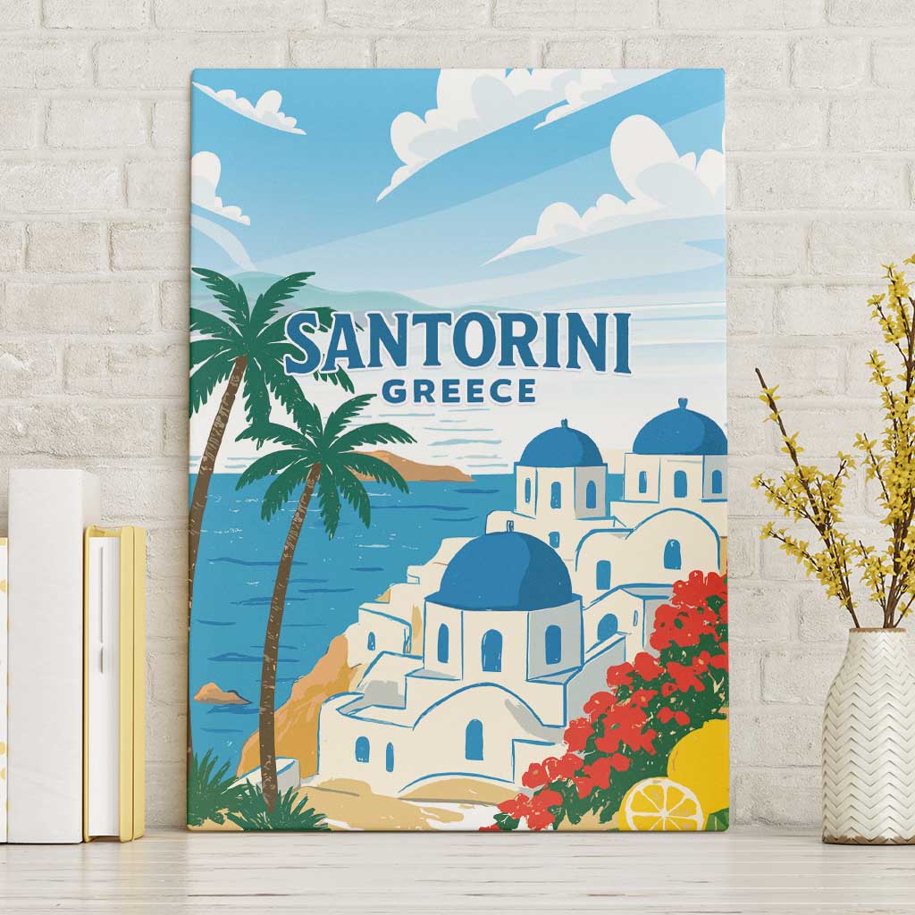 Greece Santorini Canvas Wall Art Greek Island Blue Dome Architecture Art