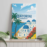 Greece Santorini Canvas Wall Art Greek Island Blue Dome Architecture Art