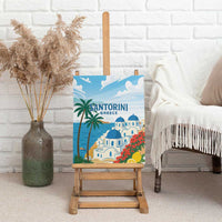 Greece Santorini Canvas Wall Art Greek Island Blue Dome Architecture Art