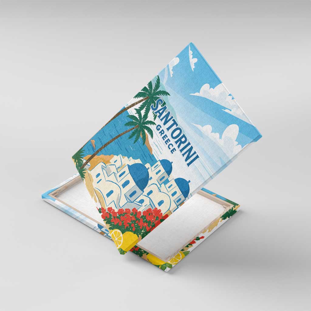 Greece Santorini Canvas Wall Art Greek Island Blue Dome Architecture Art