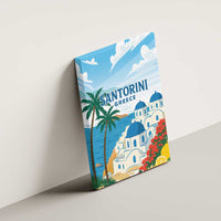Greece Santorini Canvas Wall Art Greek Island Blue Dome Architecture Art