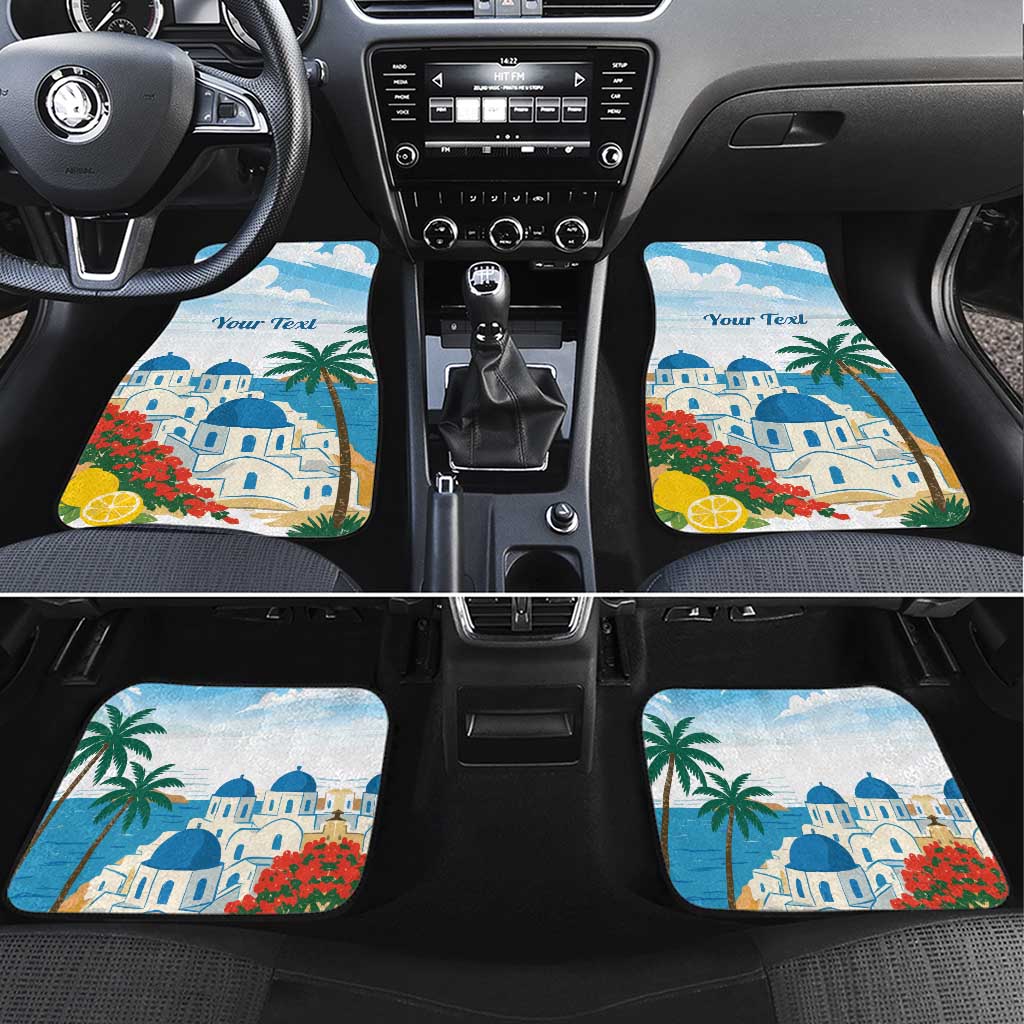 Greece Santorini Personalized Car Mats Greek Island Blue Dome Architecture Art
