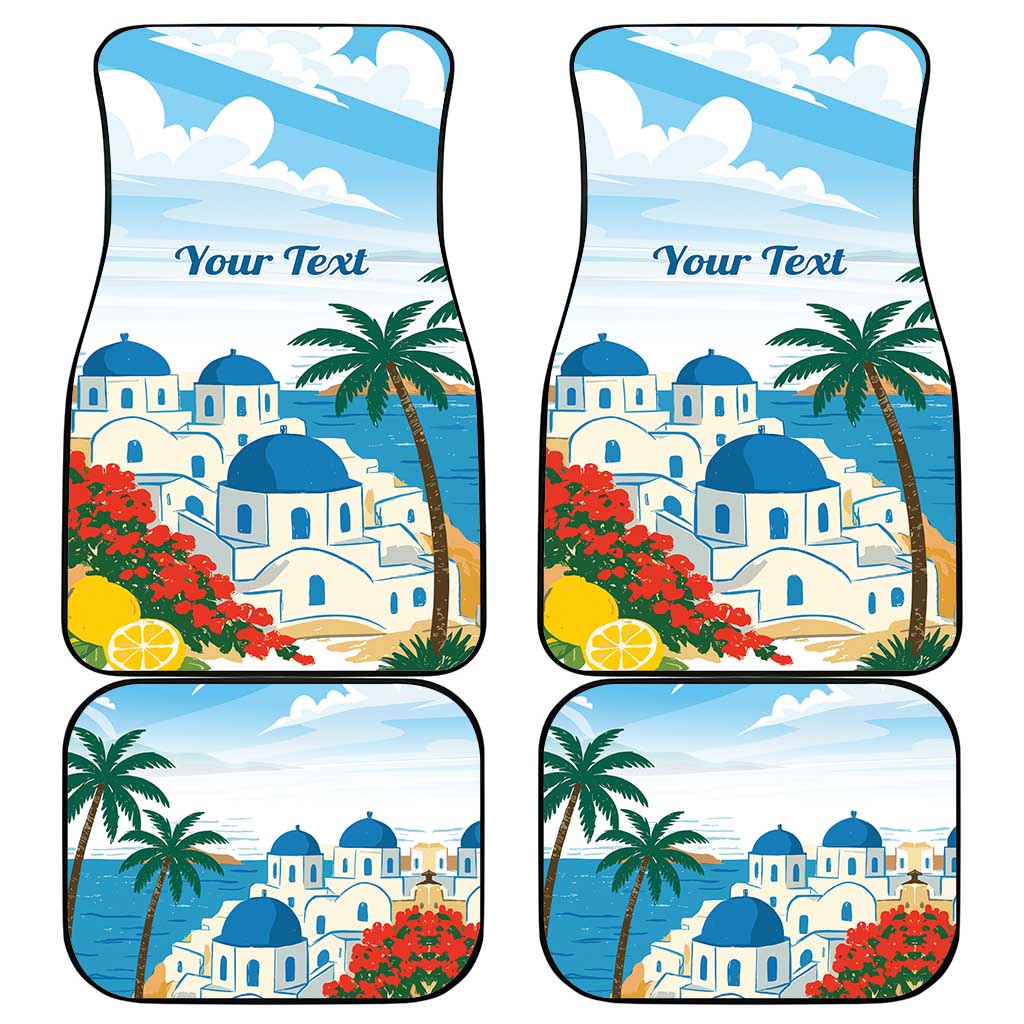 Greece Santorini Personalized Car Mats Greek Island Blue Dome Architecture Art