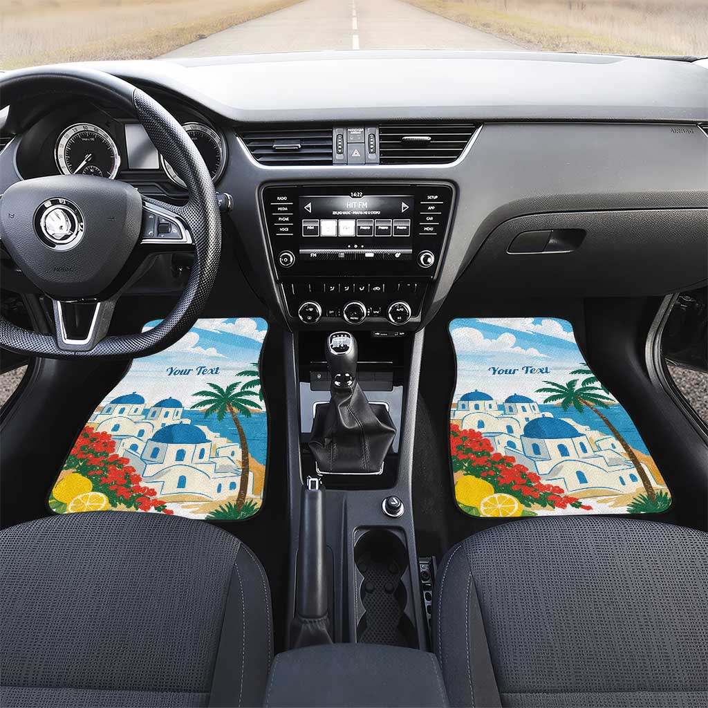 Greece Santorini Personalized Car Mats Greek Island Blue Dome Architecture Art