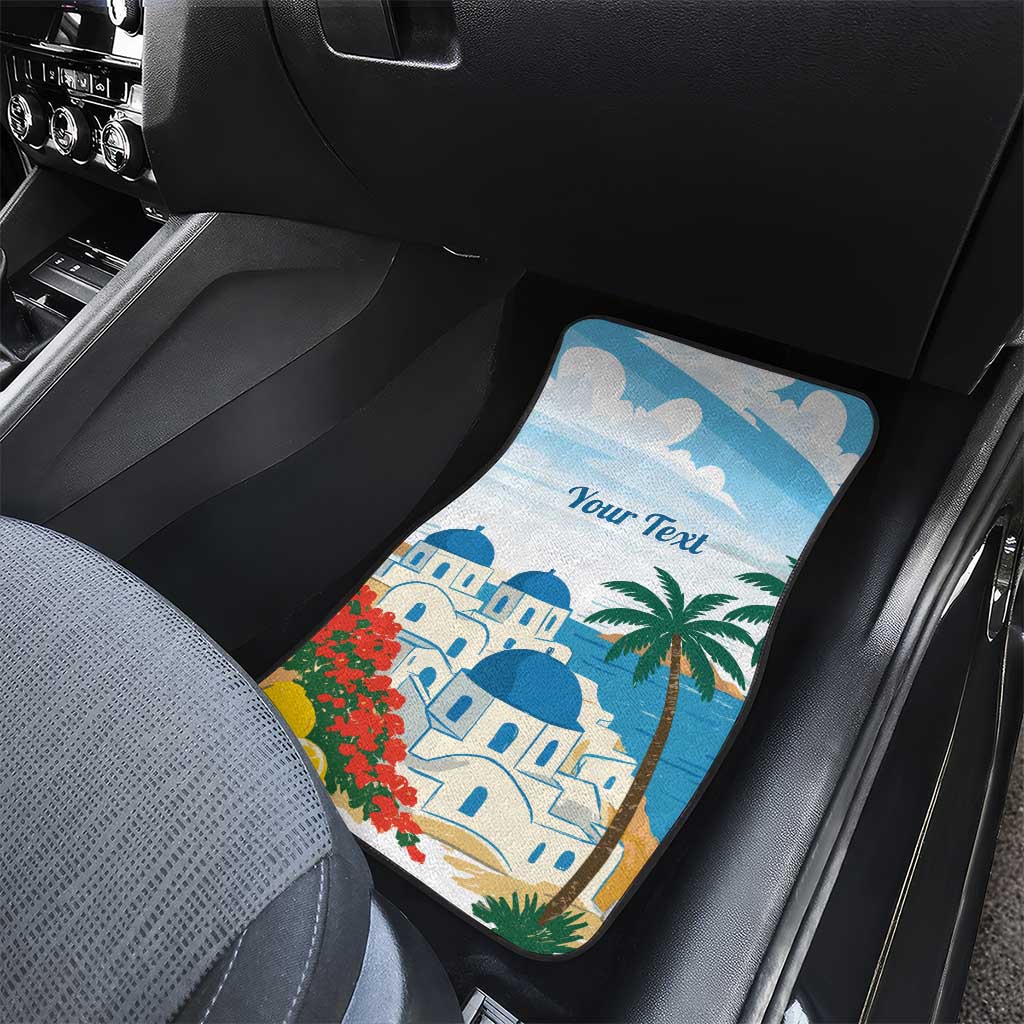 Greece Santorini Personalized Car Mats Greek Island Blue Dome Architecture Art