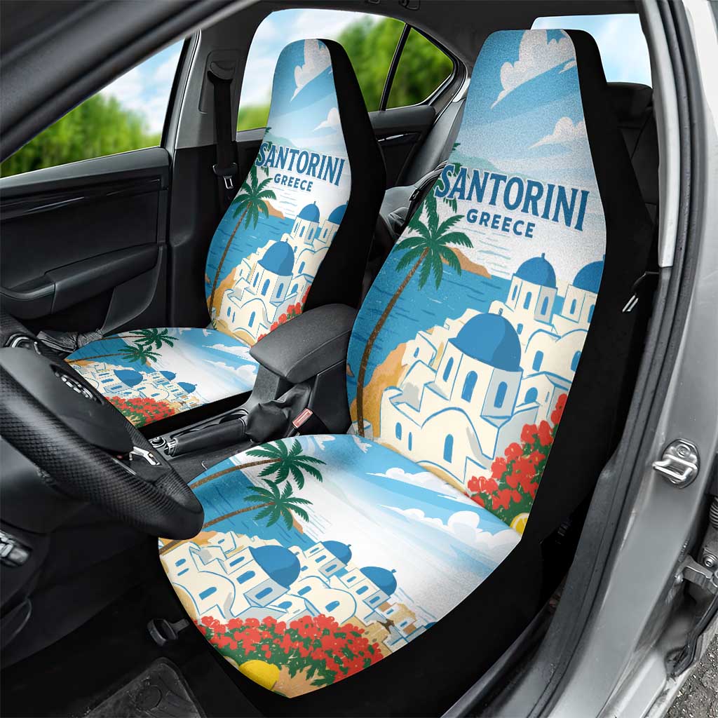 Greece Santorini Car Seat Cover Greek Island Blue Dome Architecture Art