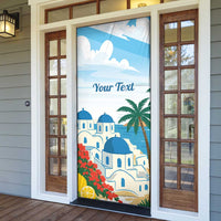 Greece Santorini Personalized Door Cover Greek Island Blue Dome Architecture Art