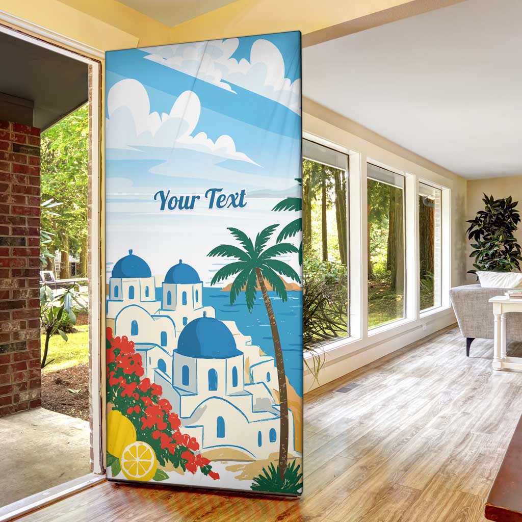 Greece Santorini Personalized Door Cover Greek Island Blue Dome Architecture Art