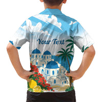 Greece Santorini Personalized Family Matching Mermaid Dress and Hawaiian Shirt Greek Island Blue Dome Architecture Art
