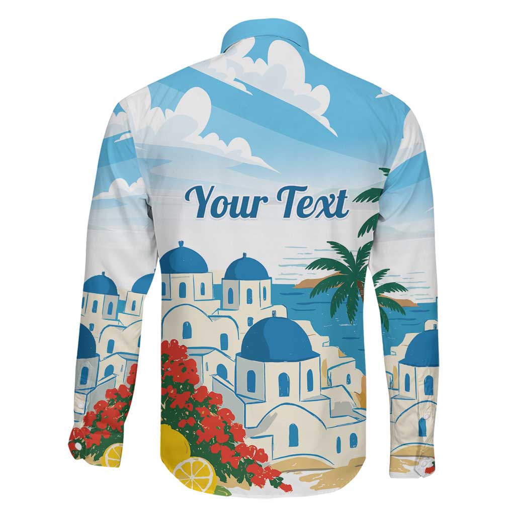 Greece Santorini Personalized Family Matching Off The Shoulder Long Sleeve Dress and Hawaiian Shirt Greek Island Blue Dome Architecture Art