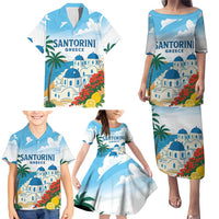 Greece Santorini Personalized Family Matching Puletasi and Hawaiian Shirt Greek Island Blue Dome Architecture Art
