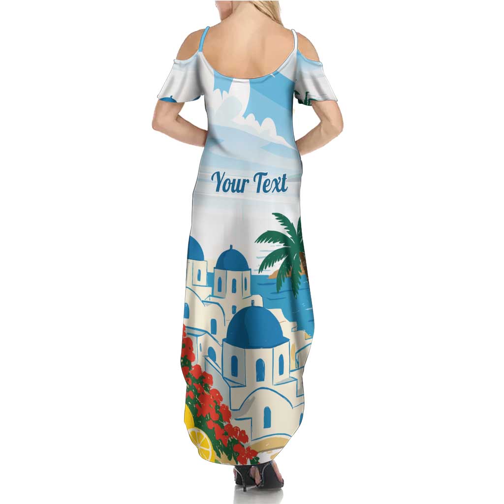 Greece Santorini Personalized Family Matching Summer Maxi Dress and Hawaiian Shirt Greek Island Blue Dome Architecture Art