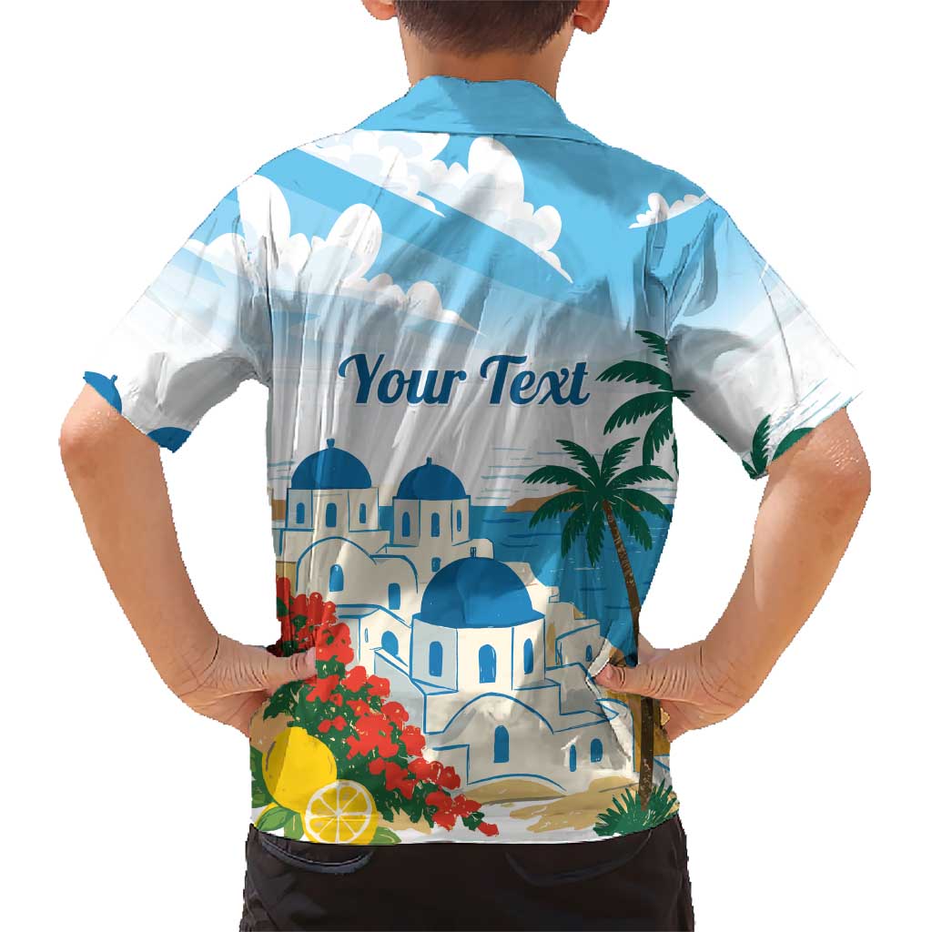 Greece Santorini Personalized Family Matching Tank Maxi Dress and Hawaiian Shirt Greek Island Blue Dome Architecture Art