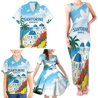 Greece Santorini Personalized Family Matching Tank Maxi Dress and Hawaiian Shirt Greek Island Blue Dome Architecture Art