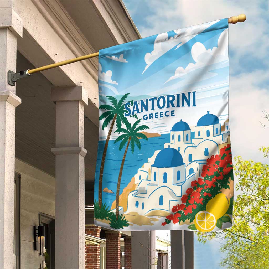 Greece Santorini Garden Flag Greek Island Blue Dome Architecture Art
