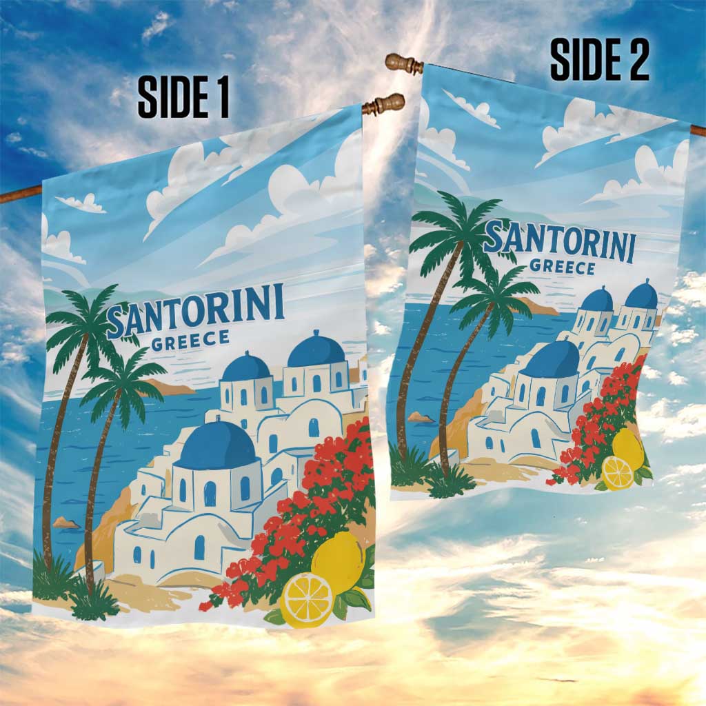 Greece Santorini Garden Flag Greek Island Blue Dome Architecture Art