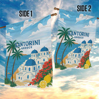 Greece Santorini Garden Flag Greek Island Blue Dome Architecture Art
