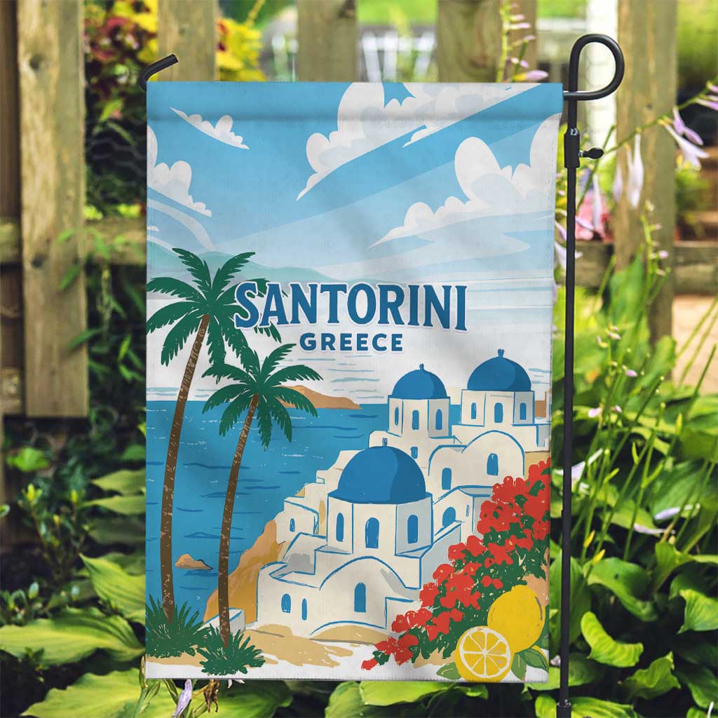 Greece Santorini Garden Flag Greek Island Blue Dome Architecture Art