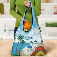 Greece Santorini Grocery Bag Greek Island Blue Dome Architecture Art