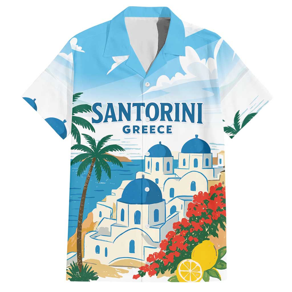 Greece Santorini Personalized Hawaiian Shirt Greek Island Blue Dome Architecture Art