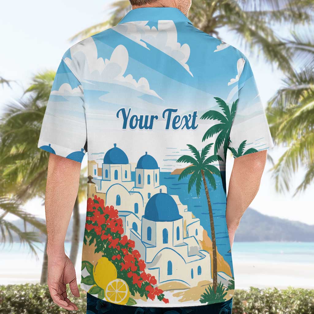 Greece Santorini Personalized Hawaiian Shirt Greek Island Blue Dome Architecture Art