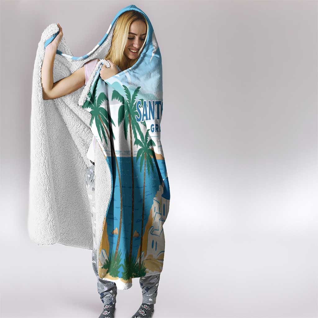 Greece Santorini Hooded Blanket Greek Island Blue Dome Architecture Art