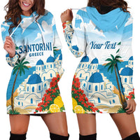Greece Santorini Personalized Hoodie Dress Greek Island Blue Dome Architecture Art