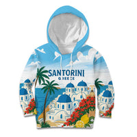Greece Santorini Personalized Kid Hoodie Greek Island Blue Dome Architecture Art