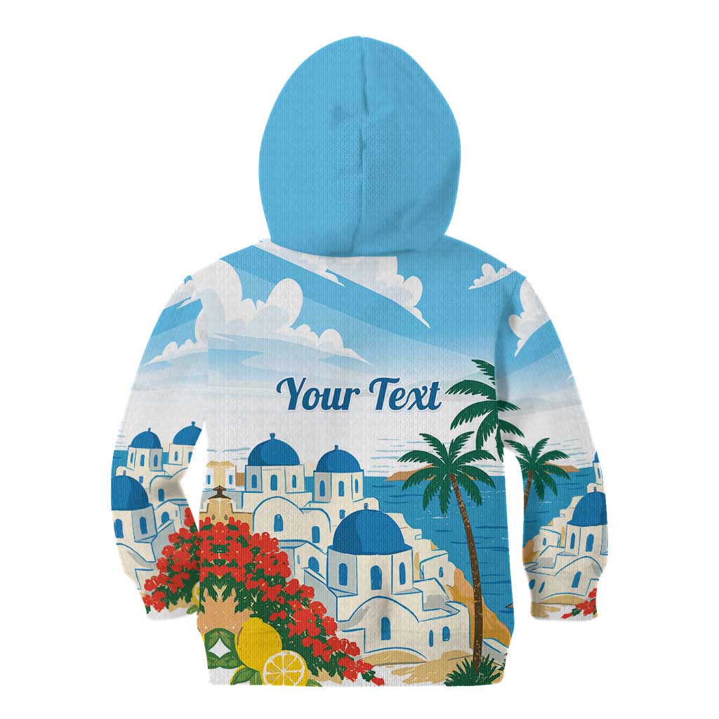 Greece Santorini Personalized Kid Hoodie Greek Island Blue Dome Architecture Art