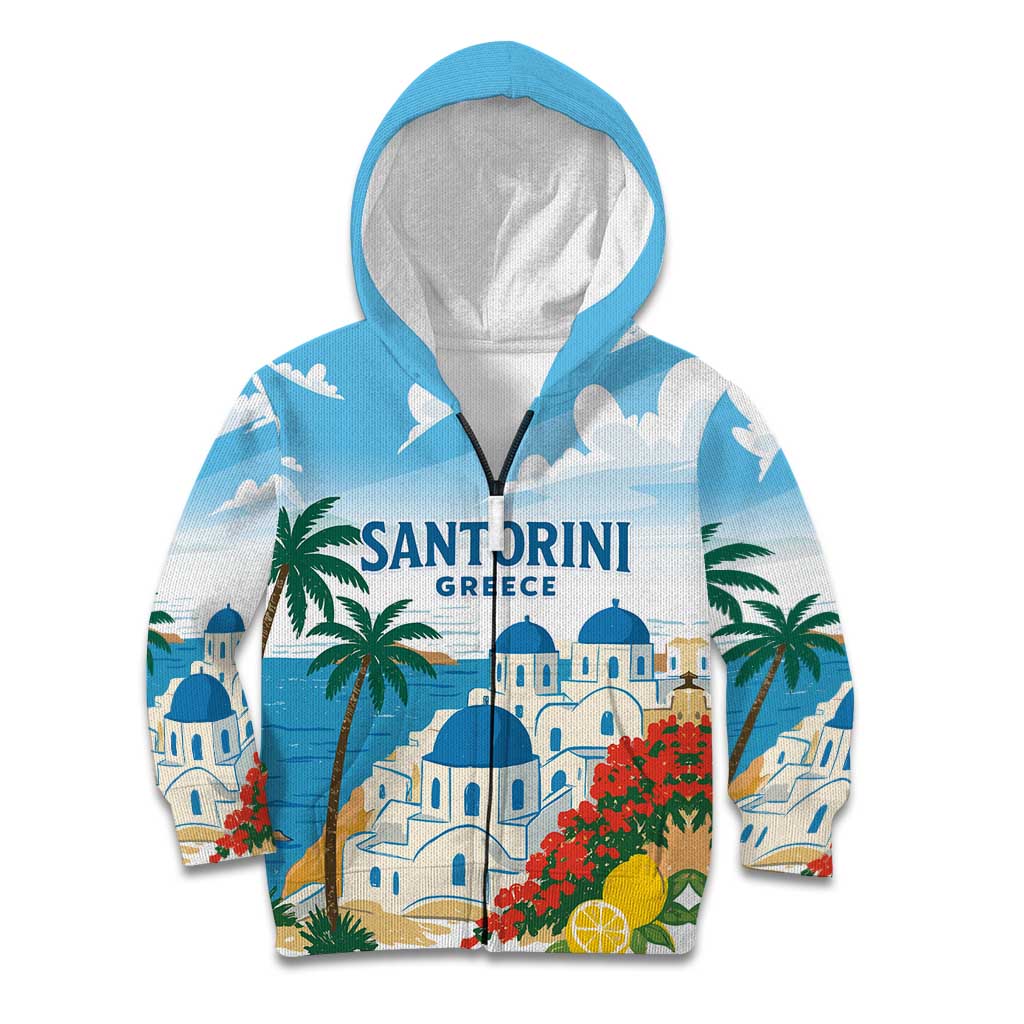 Greece Santorini Personalized Kid Hoodie Greek Island Blue Dome Architecture Art