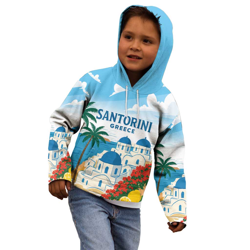 Greece Santorini Personalized Kid Hoodie Greek Island Blue Dome Architecture Art